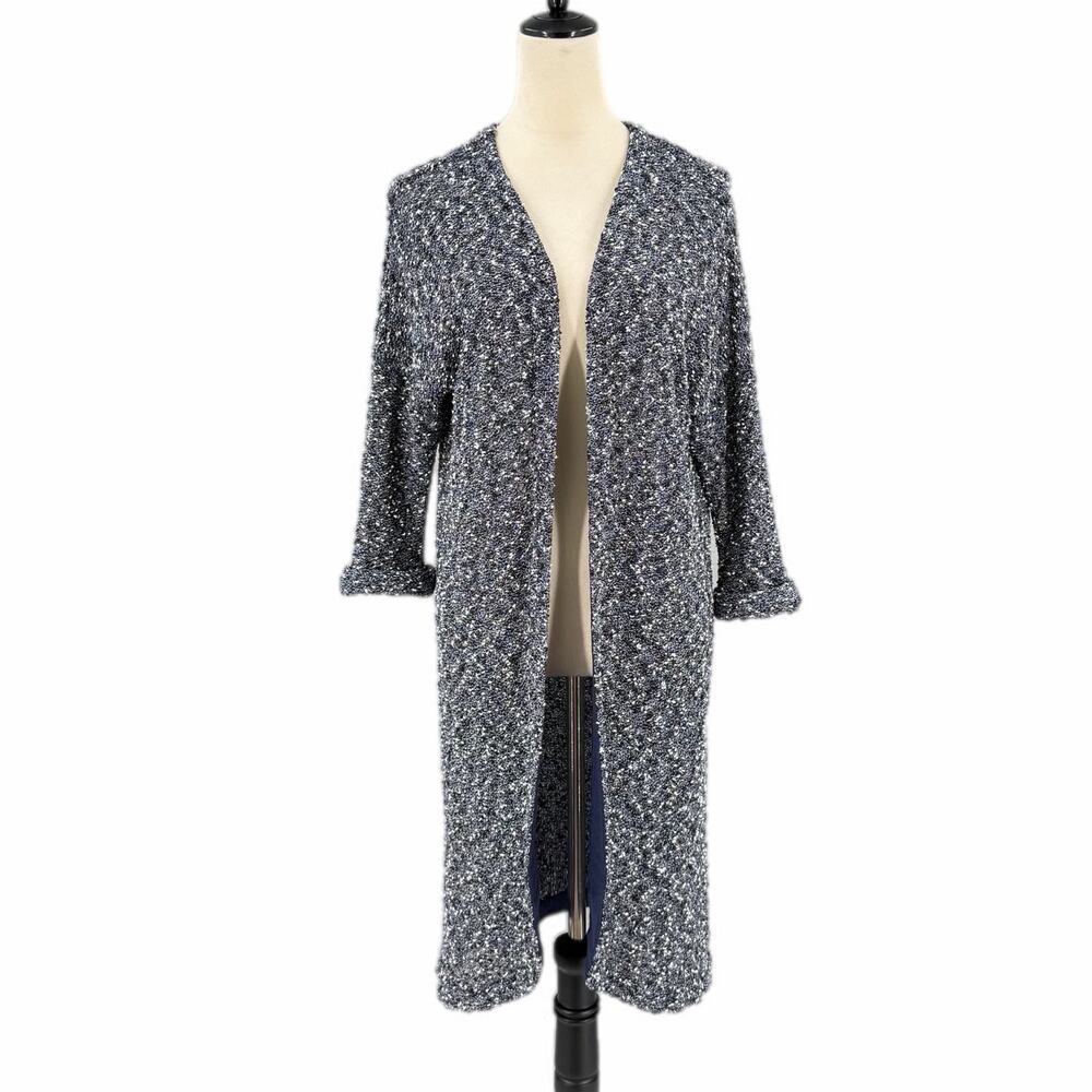 Anthropologie Dolan Navy White Marled Coastal Boho Chic Layering Duster Cardigan
